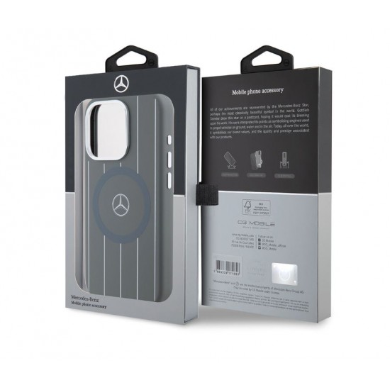 8400 Mercedes-Benz iPhone 15 Back cover case - Magsafe - stripes pattern - Grey