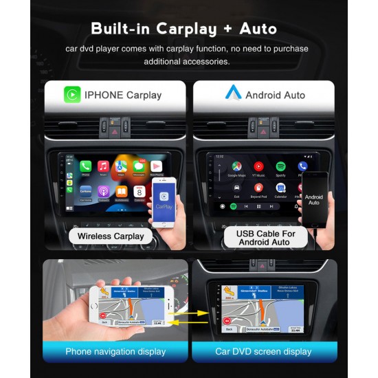 6580 Android мултимедиен плеър 4GB RAM 64GB ROM – 9" IPS дисплей 1024x600, CarPlay, GPS, WiFi, Bluetooth