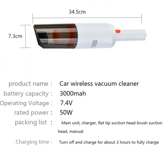 QL045 - Преносим и кабелен високомощен за почистване на автомобили, DC 12V, 120W 5,5 KPA