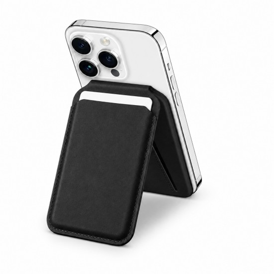 TP14 Магнитен портфейл със стойка (MagSafe съвместим) - Черен