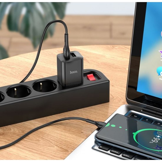 HOCO адаптер “N25 Maker” двоен USB комплект за зареждане - Черен