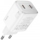 HOCO “N42 Elogiado” Зарядно GaN двоен USB-C PD45W TYPE-C към TYPE-C - Бял