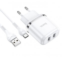 HOCO N4 двоен USB комплект за зареждане с кабел USB към TYPE-C 1M.