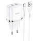 HOCO N4 двоен USB комплект за зареждане с кабел USB към TYPE-C 1M.