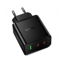 HOCO Адаптер N75 PD65W GaN 2XUSB-C 1XUSB-A изход  - Черен