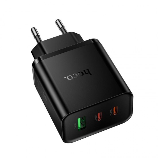 HOCO Адаптер N75 PD65W GaN 2XUSB-C 1XUSB-A изход  - Черен