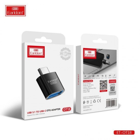 EARLDOM Преходник Earldom OT18 – USB 3.1 (женски) към USB-C (мъжки), OTG, висока скорост