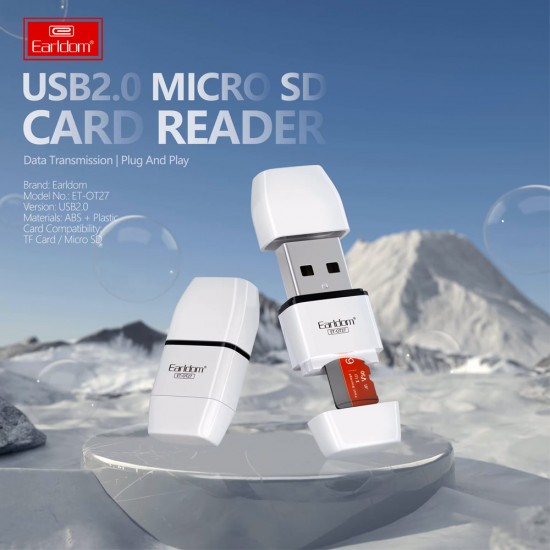 EARLDOM Картов четец Earldom OT27, USB 2.0, поддръжка до 256GB, компактен и съвместим с всички ОС
