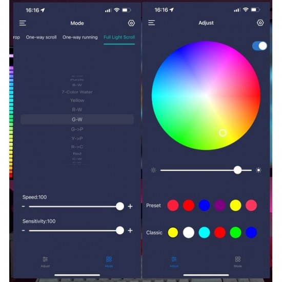 P16-64 LED лента Matrix RGB 2121 IP66 Water rating Светещи с приложение