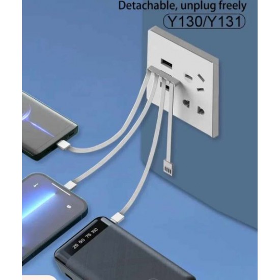WUW Y131 2A POWER BANK С ВГРАДЕНИ КАБЕЛИ - 20,000 mAh - Черен
