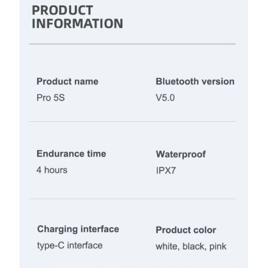 Mini PRO5s TWS Безжични Bluetooth слушалки Водоустойчиви - Розов