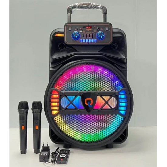 QL-1501 15" 40W Безжична колона говорител субуфер+ 2 безжични микрофони