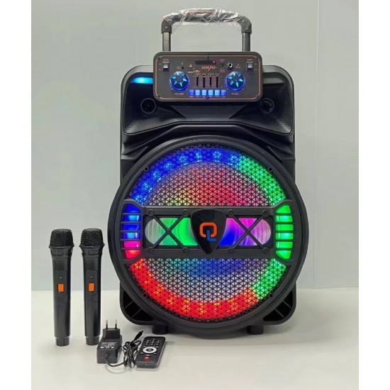 QL-1501 15" 40W Безжична колона говорител субуфер+ 2 безжични микрофони