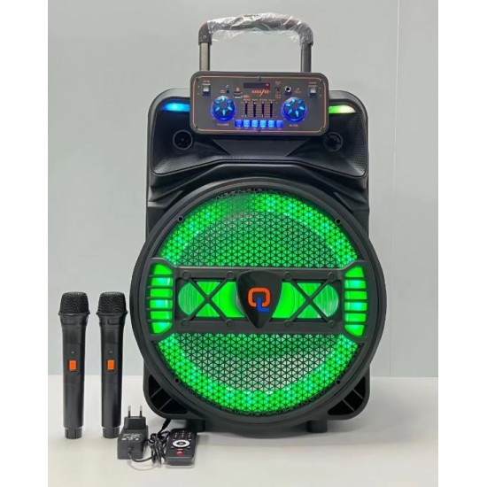 QL-1501 15" 40W Безжична колона говорител субуфер+ 2 безжични микрофони