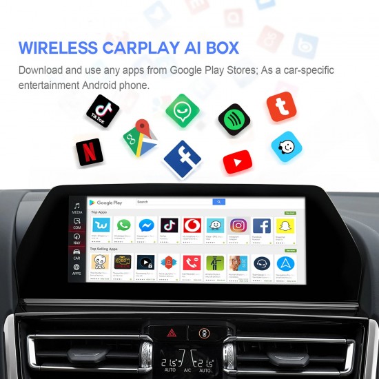 Youtube CarPlay (RA61-464) AI Box 4GB RAM + 64GB ROM – Безжичен Apple CarPlay и Android Auto, Android11