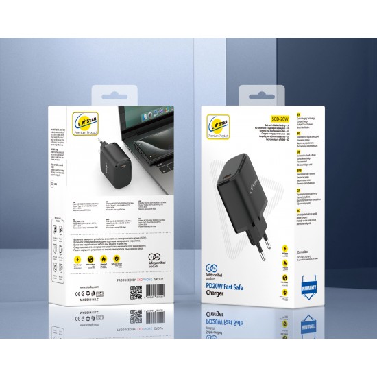 L✮Star Адаптер SCD-20W USB-C PD20W - Черен