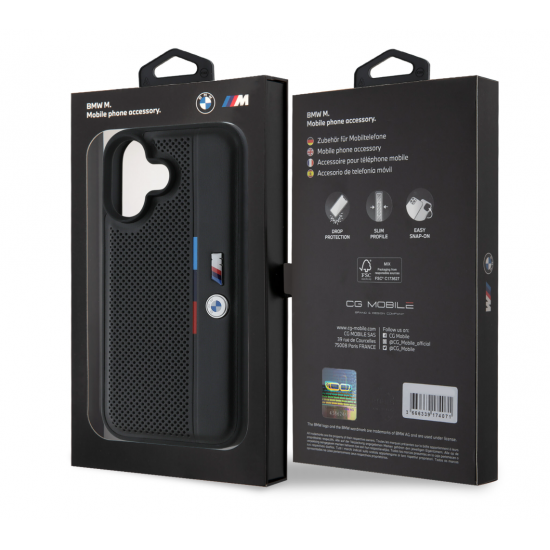 4049 BMW iPhone 16 Back cover case - Perforated Tricolor Detail Line BlackBack case-iPhone 16-Noir
