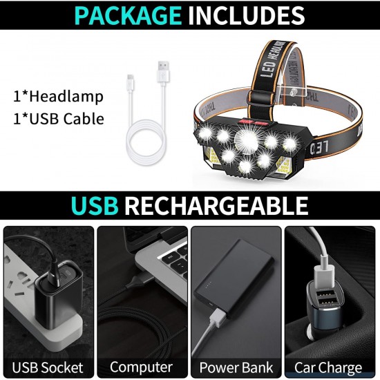 LED челник CL-T28 USB, 4 режима, регулируем, за риболов и работа