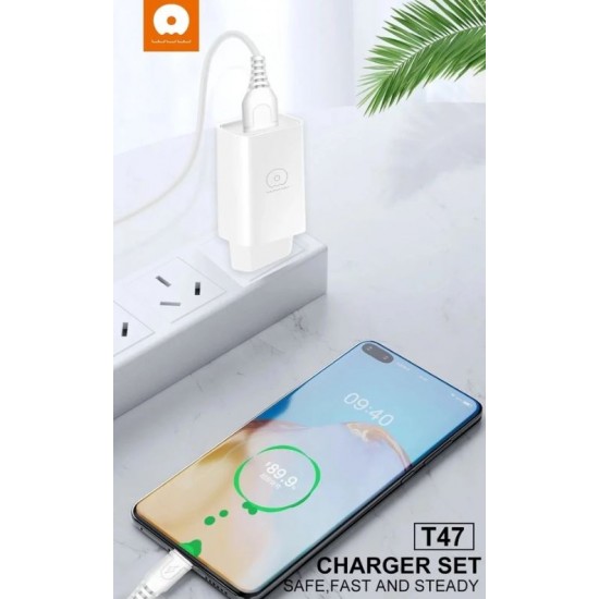 WUW T47 2A Зарядно с кабел USB към Type-C 