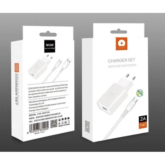 WUW T47 2A Зарядно с кабел USB към Type-C 