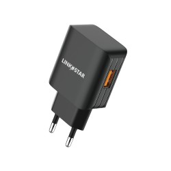 Link★Star TC-9 3.0A Бързозаряден USB Адаптер 220V - Черен