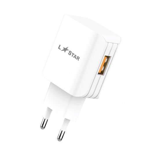 220V TC-9 L✮Star 2в1 3.0A Lightning за телефон Бързо зареждащ - Бял