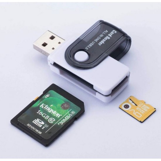 TF5 Високоскоростен Pvc USB 4-в-1 четец на карти, за SD карта на фотоапарат, офис, домашна употреба - MIX цветове