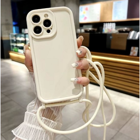 TP-16 Силиконов калъф с връзка за iPhone 14 Pro Max  - Бял