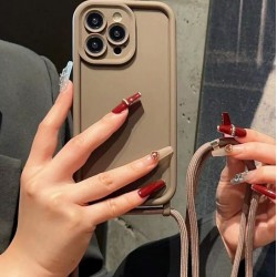 TP-16 Pro Max Силиконов калъф с връзка за iPhone 16 Pro Max  - Кафяв