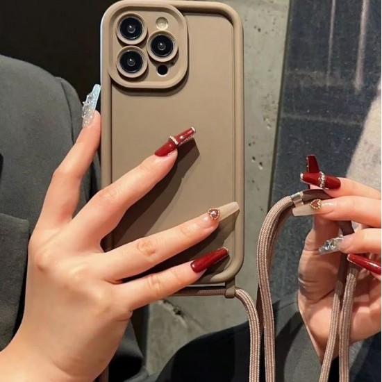 TP-16 Силиконов калъф с връзка за iPhone 15 Pro  - Кафяв