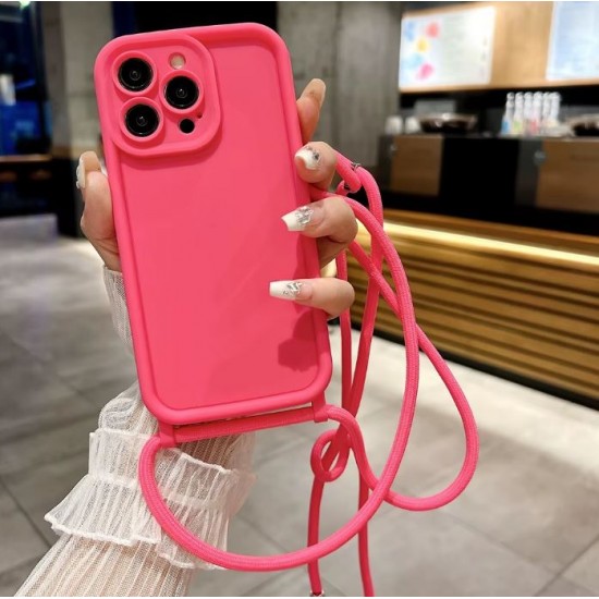 TP-16 Силиконов калъф с връзка за iPhone 14  - Розов