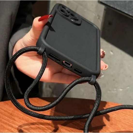 TP-16 Силиконов калъф с връзка за iPhone 13 Pro Max  - Черен