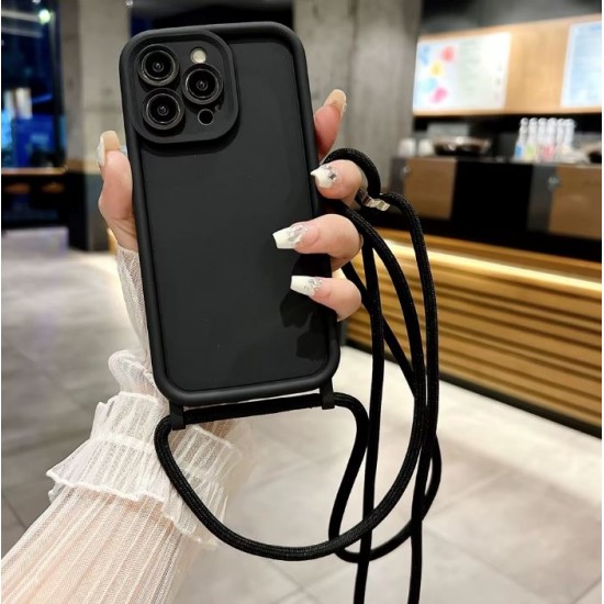 TP-16 Силиконов калъф с връзка за iPhone 13 Pro Max  - Черен