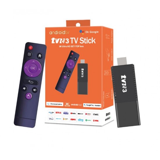 2024 TV3 TV 8k android 13.0 инфрачервено дистанционно управление TV Stick 2GB 16GB 2.4G Wifi 100M-LAN порт Netflix Youtube Media Player