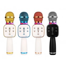 Караоке микрофон светещ с вграден говорител V668 - Син