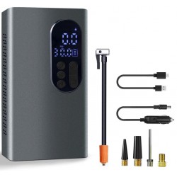 Преносима помпа PR 1120-525 безжична въздушна помпа 150 PSI за автомобилни гуми, 6000mAh акумулаторна батерия и 12V DC бърза с двойно захранване за кола