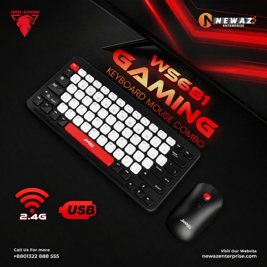 2В1 JEDEL WS681 Мини Безжичен Комплект Клавиатура и Мишка – 78 Клавиша, 2.4GHz, Компактен Дизайн, Черен