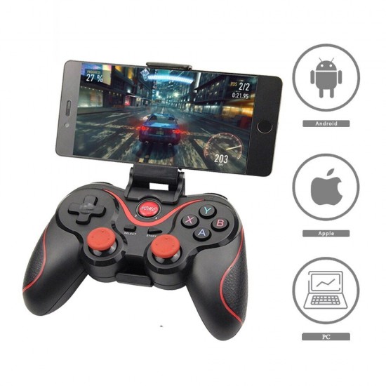 Android геймпад X3 безжичен Bluetooth контролер за игри джойстик за геймъри с държач - Червен