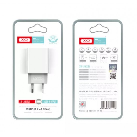 XO-L65 Адаптер с 2 изх. USB 2.4A