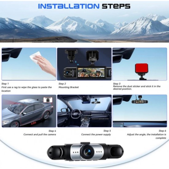 Y108 4-канален видеорегистратор 1080P – 360° Dashcam с GPS, 4 камери, 3.16" дисплей, нощно виждане