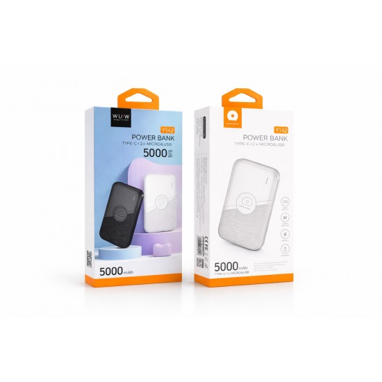 WUW Y142  Powerbank – 5000mAh, Li-ion, 22.5W, Черен 