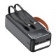 TUGII Външна батерия Y400 40000mAh, 22.5W с вградени кабели и LED фенер – Черна