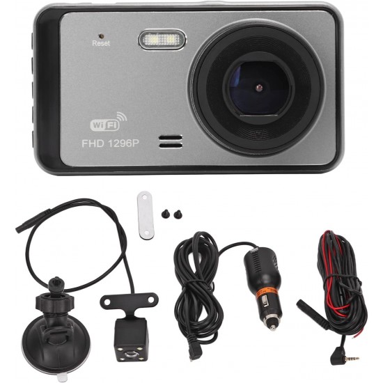 Y6 WIFI Автомобилен видеорегистратор предна и задна камера с WiFi, 1080P, нощно виждане, паркинг мониторинг и 170° широк ъгъл