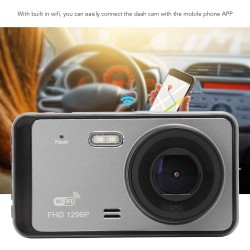 Y6 WIFI Автомобилен видеорегистратор предна и задна камера с WiFi, 1080P, нощно виждане, паркинг мониторинг и 170° широк ъгъл