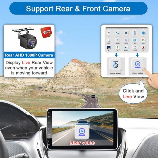 YB-10 10" Автомобилен мултимедиен плейър ANDROID 1 DIN 10" въртящ се дисплей HC8227, 4GB+64GB, IPS, CarPlay, Android Auto, Bluetooth, WiFi, GPS