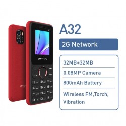 Мобилен телефон IPRO A32 +БГ МЕНЮ /2G/32+32MB/1.77inch/0.08MP/800mAh/Dual Sim/5V 500mAh/ДвоенФенер - Черен