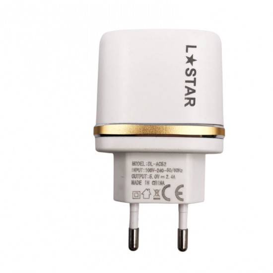  220V DL-AC52 Type-C 2.4А L✮Star Зарядно c двойно USB