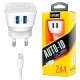 220V Зарядно LDNIO AC63 2.4A 2 USB Micro USB