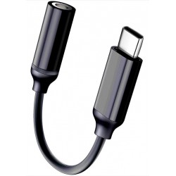 S24 кут. AUX преходник 3.5 F / USB-C M - Черен