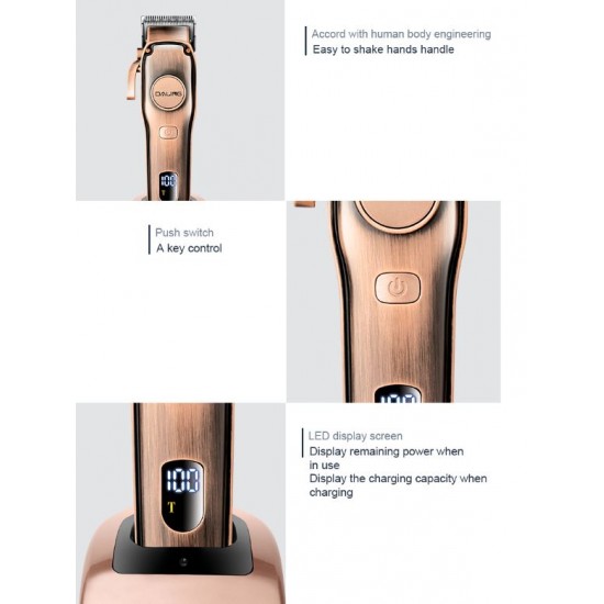 DALING DL-1215 Безжичен акумулаторен тример за подстригване на коса Wood Grain Color Безжичен акумулаторен LED